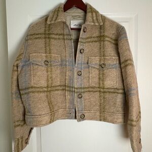 Wilfred Beige and Green Plaid Utility Jacket